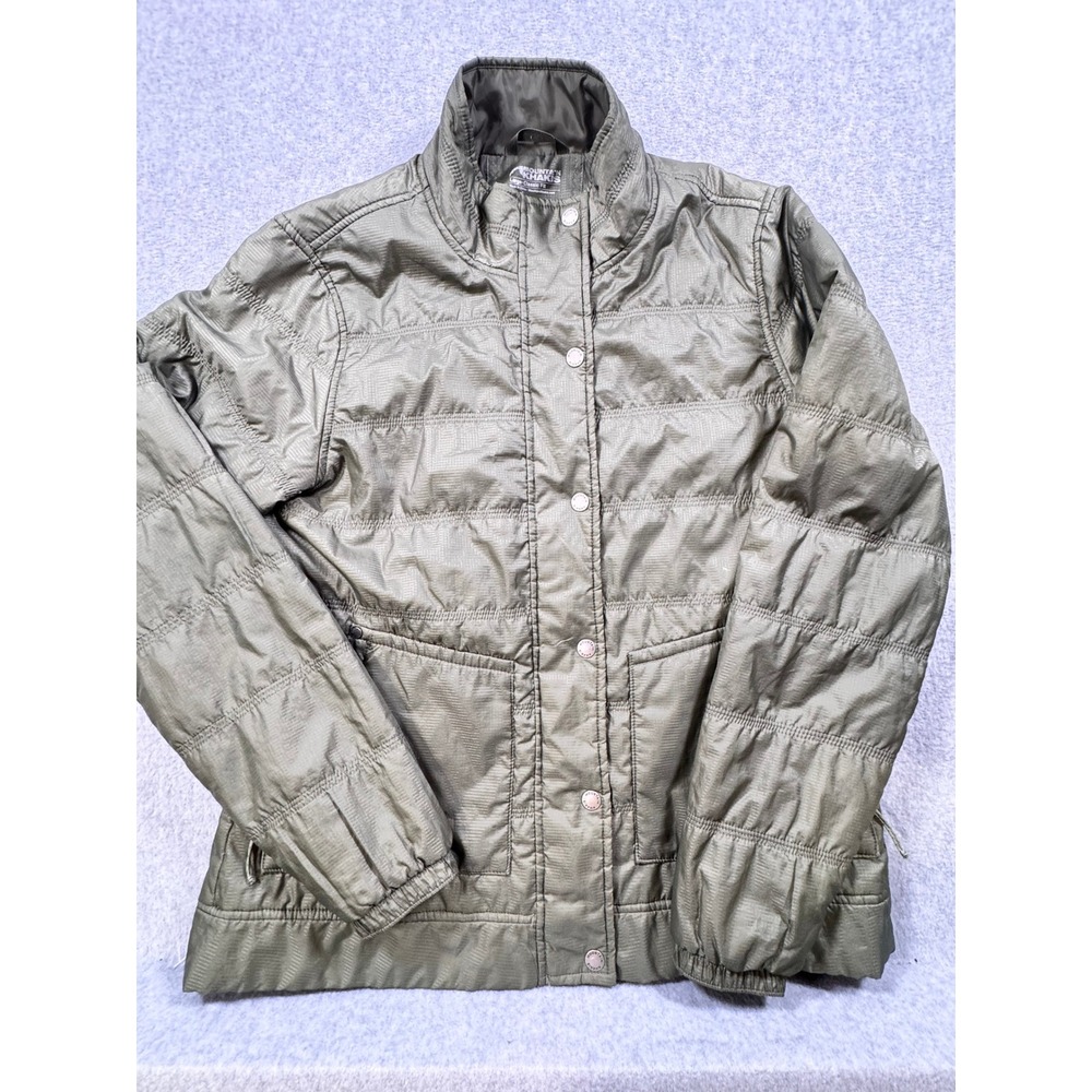 Mountain Khakis Mens Quilted Ripstop Jacket Olive Green Snap Front Large